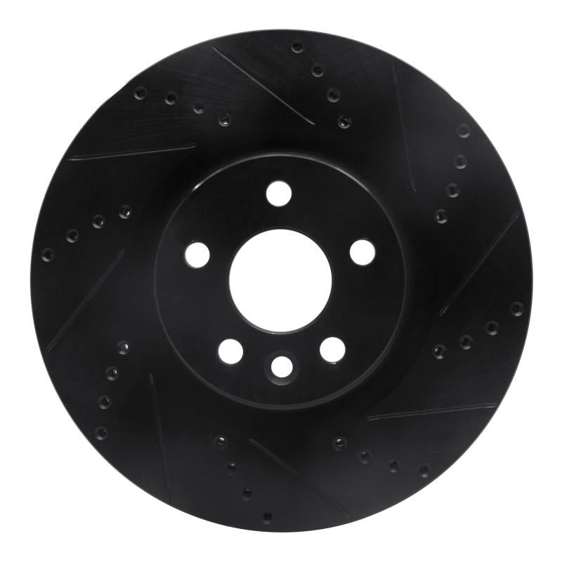 Jaguar E-Pace Brake Rotor (1) - Front Right - R1 Concepts - Drilled & Slotted - Black - `15-`19